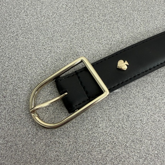 Kate Spade Belt Womens L/XL Black Siver Buckle Stitched Edge 3/4in Designer EUC main image 4